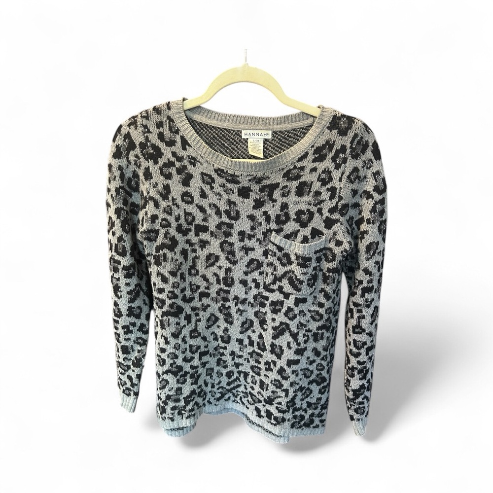 Hannah Charcoal leopard pring Knit Top